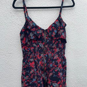 Women's Medium XTAREN Urban Outfitters Blue & Red Floral Zip Mini Dress